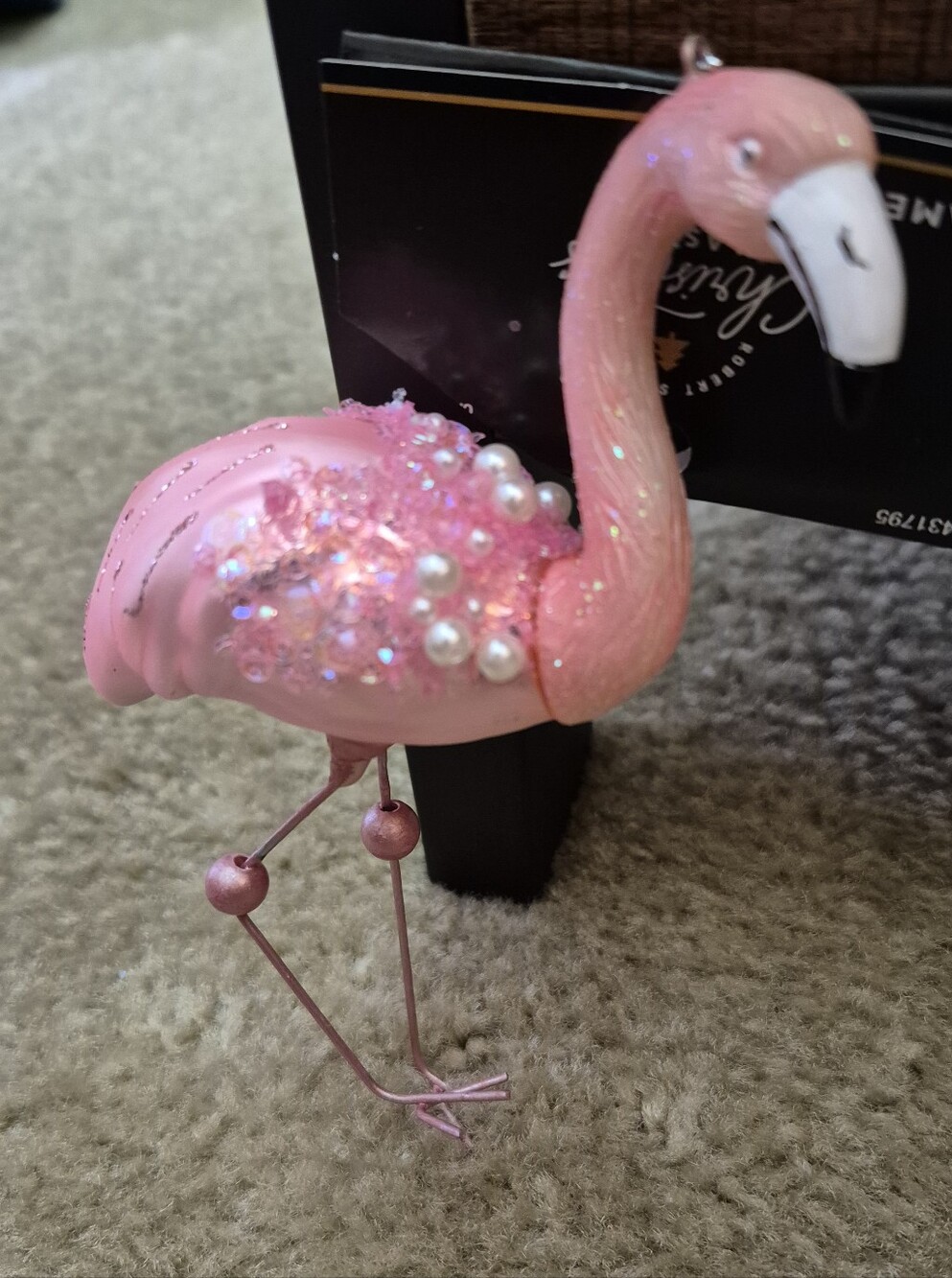 Pink Beaded Flamingo Ornament - Decorative Home Party Accent. NEW WITH TAGS - Picture 4 of 4